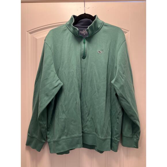 Vineyard Vines Men’s Soft Cotton Quarter‎ Zip Pullover Sweatshirt Size XL Green - Picture 1 of 4